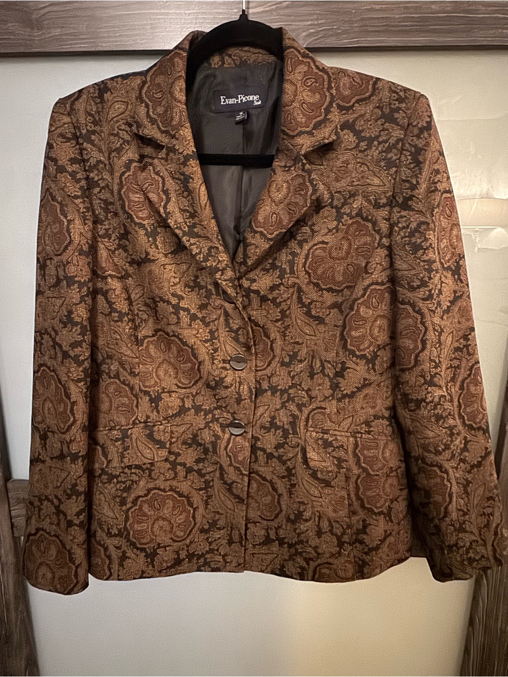 Evan Picone Brown Paisley Blazer Jacket
